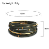 Vintage Metal Beads Multilayer Leather Bracelet for Women