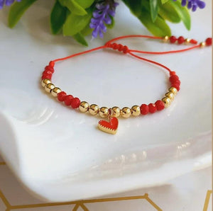 Heart Bracelet Gold Beads Adjustable Jewelry Men Women