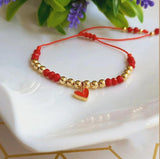Heart Bracelet Gold Beads Adjustable Jewelry Men Women