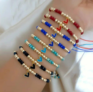 Heart Bracelet Gold Beads Adjustable Jewelry Men Women