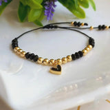Heart Bracelet Gold Beads Adjustable Jewelry Men Women