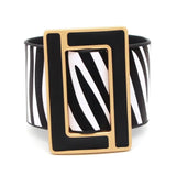 Brindle Wide Leather Bracelet for Women Geometric Metal Wrap Charm Jewelry