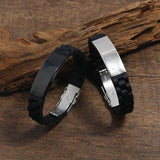 Silicone Bracelet Bangle for Men Stainless Steel Bracelet