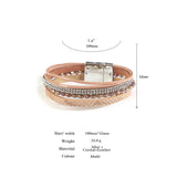 Boho Rhinestone Wrap Bracelet Multilayer Leather Bracelet for Women