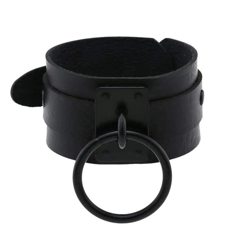 Punk Circle Pendant Leather Bracelet Harajuku Gothic Jewelry