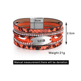 Halloween Leopard Pattern Leather Bracelet Rhinestone Wide Bangles