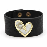 Punk Wide Heart Leather Bracelet Cuff Statement Jewelry Gift