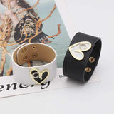 Punk Wide Heart Leather Bracelet Cuff Statement Jewelry Gift