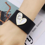 Punk Wide Heart Leather Bracelet Cuff Statement Jewelry Gift