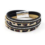 Leopard Print Women Leather Bracelet Multilayer Wide Wrap Bracelet