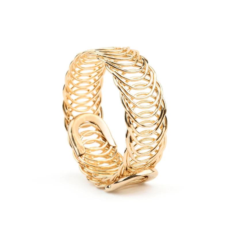 BOJIU Punk Style Women's Adjustable Cuff Bracelet Rose Silver Wristband BR023