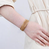 BOJIU Punk Style Women's Adjustable Cuff Bracelet Rose Silver Wristband BR023