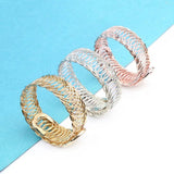 BOJIU Punk Style Women's Adjustable Cuff Bracelet Rose Silver Wristband BR023