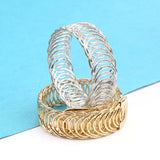 BOJIU Punk Style Women's Adjustable Cuff Bracelet Rose Silver Wristband BR023