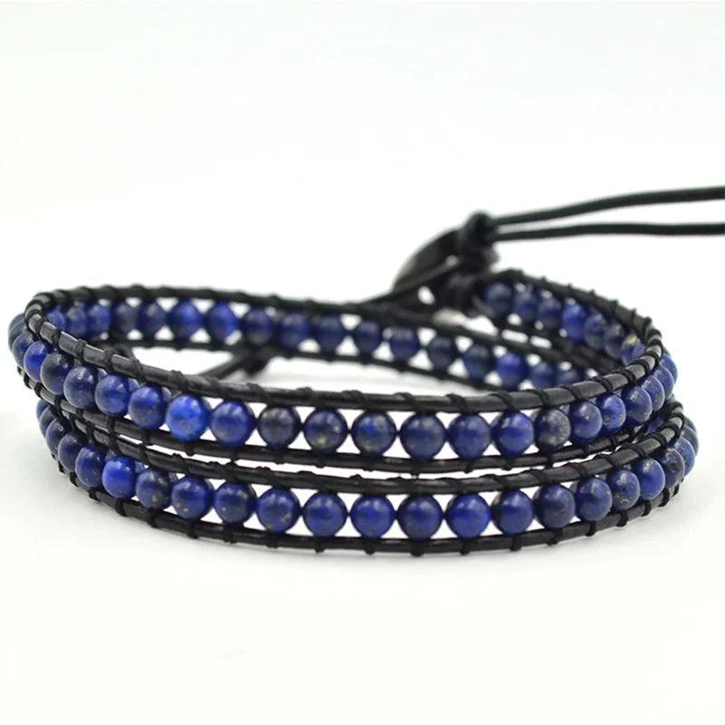 Malachite Lapis Lazuli Wrap Bracelet Women Beaded Bracelet