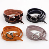Alloy Hollow Multi-turn Wrapped Leather Bracelet