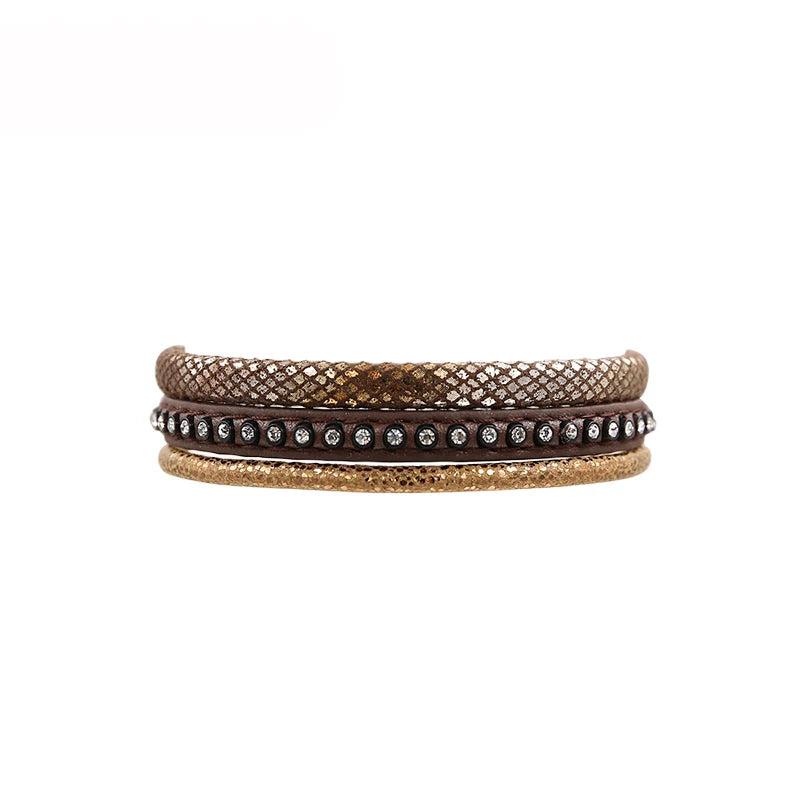 Leather Rhinestone Bracelet Wrap Multilayer Bracelets For Women