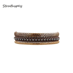 Leather Rhinestone Bracelet Wrap Multilayer Bracelets For Women