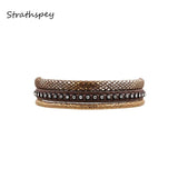 Leather Rhinestone Bracelet Wrap Multilayer Bracelets For Women