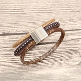 Leather Rhinestone Bracelet Wrap Multilayer Bracelets For Women