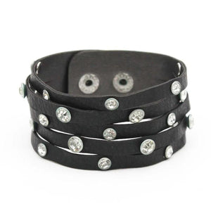 Multilayer Crystal Leather Wrap Bracelet for Women
