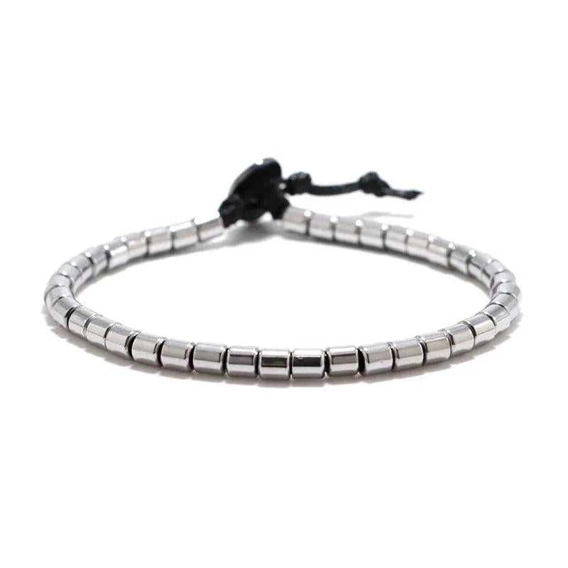 Geometric Hematite Bead Bracelet Healthy Healing Balance Natural Stone Braslet