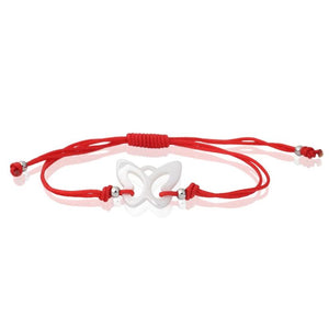 Red Rope Bracelet with Ceramic Butterfly Charm