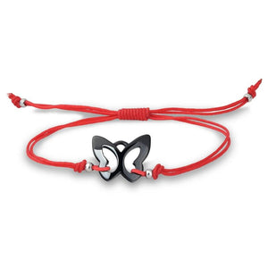 Red Rope Bracelet with Ceramic Butterfly Charm