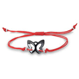 Red Rope Bracelet with Ceramic Butterfly Charm