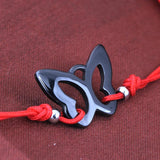 Red Rope Bracelet with Ceramic Butterfly Charm