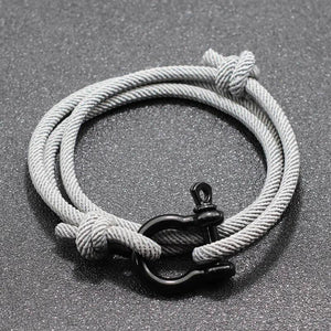 Men Horseshoe Buckle Bracelet Adjustable Braided Rope Braclet
