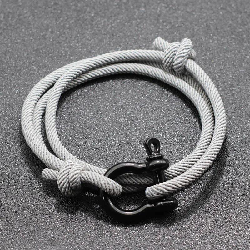 Men Horseshoe Buckle Bracelet Adjustable Braided Rope Braclet