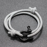 Men Horseshoe Buckle Bracelet Adjustable Braided Rope Braclet