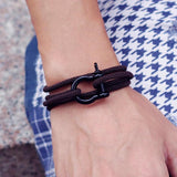 Men Horseshoe Buckle Bracelet Adjustable Braided Rope Braclet