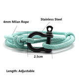 Men Horseshoe Buckle Bracelet Adjustable Braided Rope Braclet