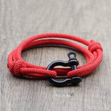 Men Horseshoe Buckle Bracelet Adjustable Braided Rope Braclet