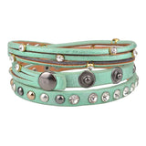 Kirykle Multilayer Rhinestone Leather Bracelet for Women