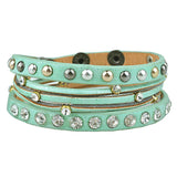 Kirykle Multilayer Rhinestone Leather Bracelet for Women