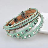 Kirykle Multilayer Rhinestone Leather Bracelet for Women