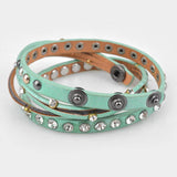 Kirykle Multilayer Rhinestone Leather Bracelet for Women