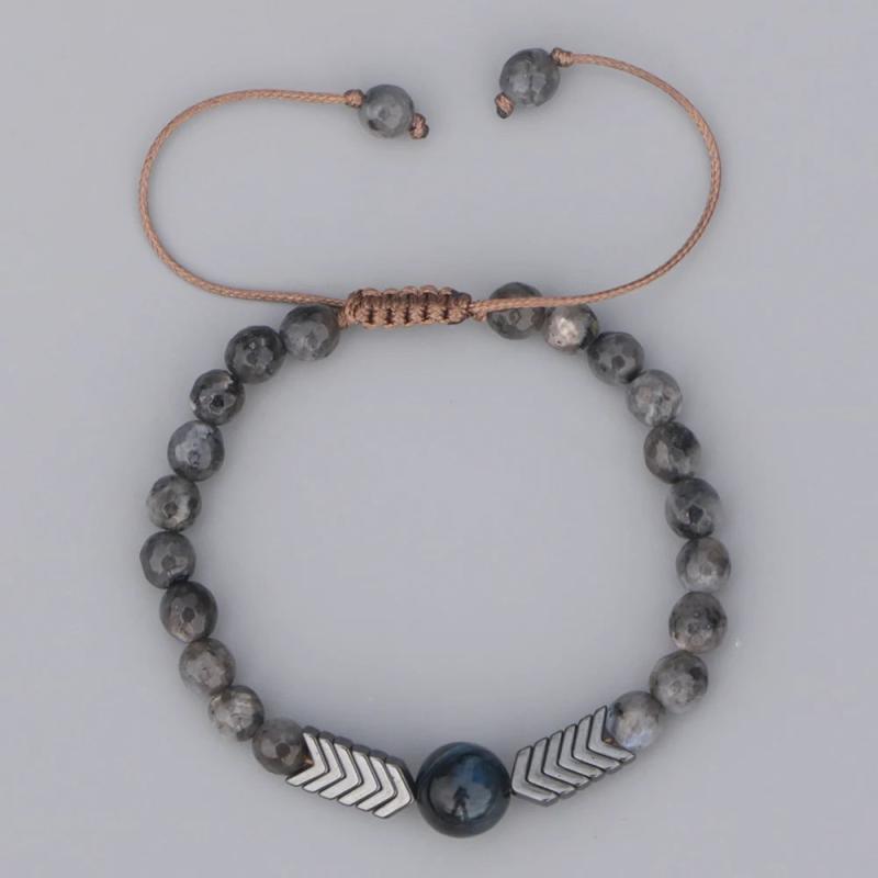 Labradorite Tiger Eye Bead Bracelet Men Boho Jewelry