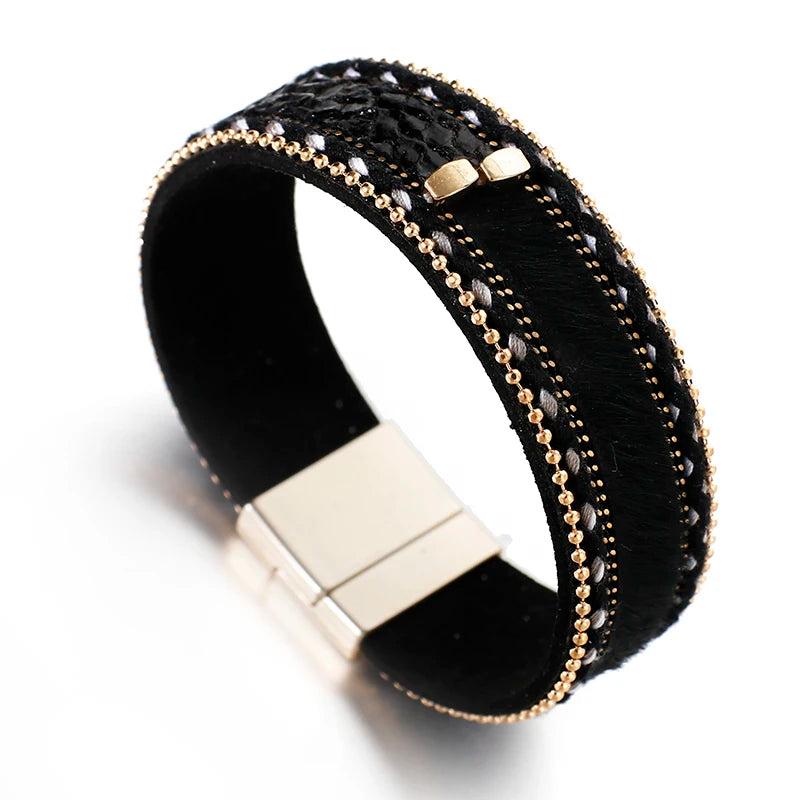 Snake Skin Leopard Print Leather Bracelet Women Vintage Wrap Jewelry