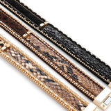 Snake Skin Leopard Print Leather Bracelet Women Vintage Wrap Jewelry