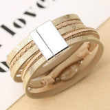 Vintage Style Resin Stone Charms Leather Bracelet for Women
