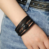 Vintage Style Resin Stone Charms Leather Bracelet for Women