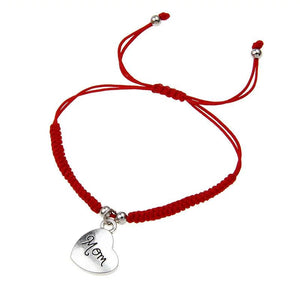 Red Cord Bracelet Love Heart Mom Pendant Bangle