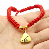 Red Cord Bracelet Love Heart Mom Pendant Bangle