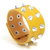 Colorful Wide PU Leather Cuff Bracelets Rivets Bangles Unisex Wristbands