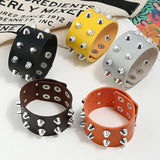 Colorful Wide PU Leather Cuff Bracelets Rivets Bangles Unisex Wristbands