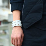 Colorful Wide PU Leather Cuff Bracelets Rivets Bangles Unisex Wristbands